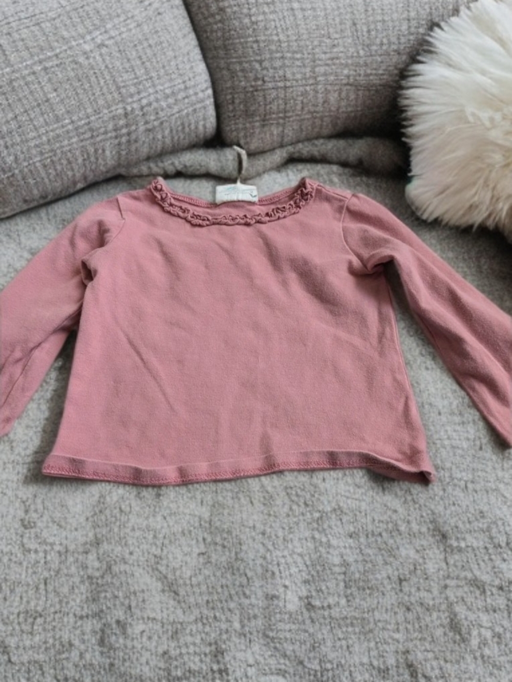Matilda Jane Platinum Dusty Rose Long Sleeve Ruffle Neck Tee Size 2